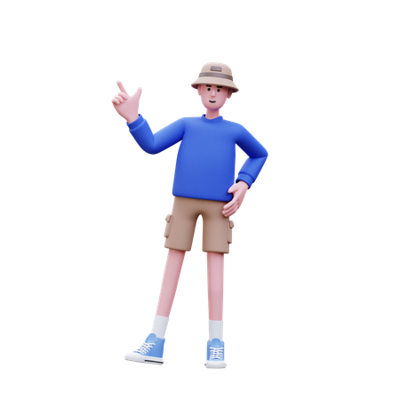 Man Pointing Left Side  3D Illustration