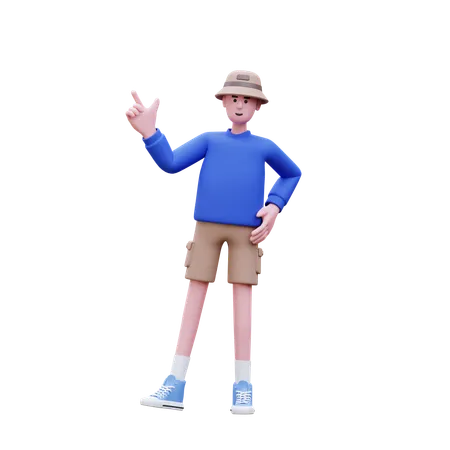 Man Pointing Left Side  3D Illustration