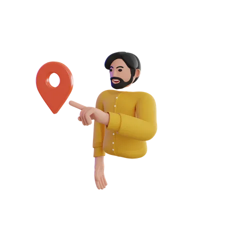 Man pointing location pin 3D Icon