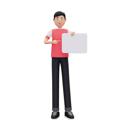 Man Pointing Placard Board 3D Illustration
