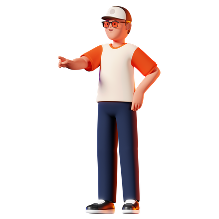 Man Pointing Pose  3D Illustration