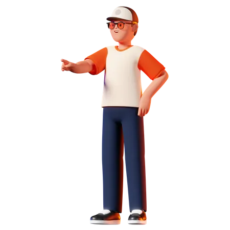 Man Pointing Pose  3D Illustration