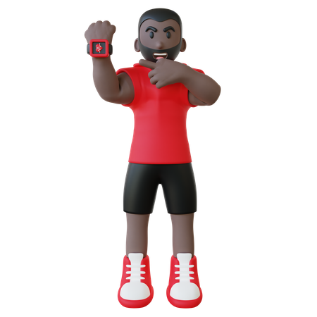 Man Pointing Smartwatch  3D Icon