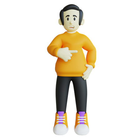 Man Pointing Something  3D Illustration