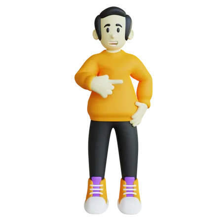 Man Pointing Something  3D Illustration