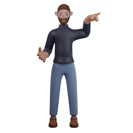 Man pointing something  3D Illustration