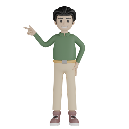 Man Pointing something left  3D Illustration