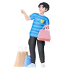 Man Pointing Something Left While Holding Bags