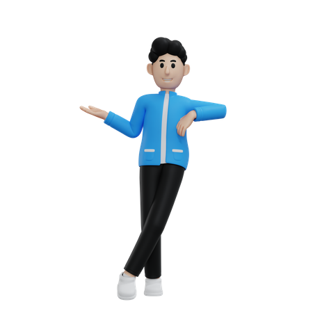Man pointing something on his right side  3D Icon