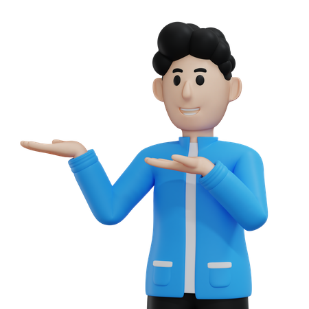 Man pointing something on his right side  3D Illustration