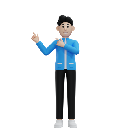 Man pointing something on his right side  3D Illustration