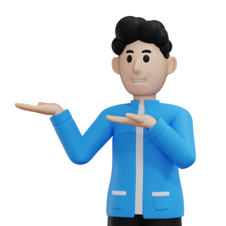 Man pointing something on his right side  3D Illustration