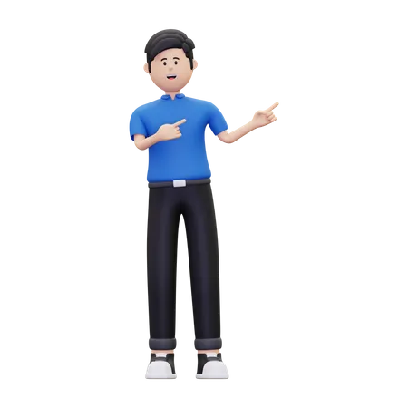 Man pointing to fingers to right side  3D Illustration