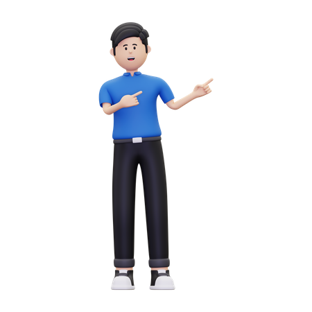 Man pointing to fingers to right side  3D Illustration