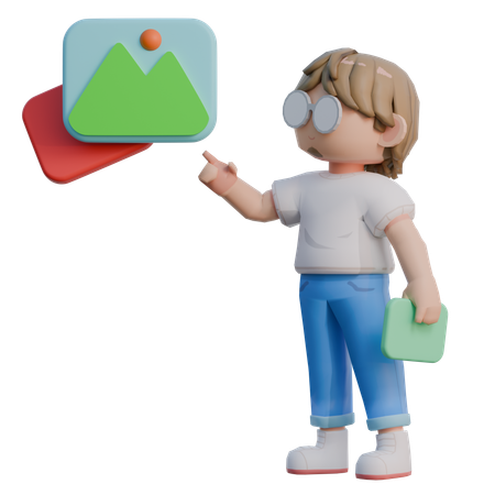 Man Pointing To Picture  3D Illustration