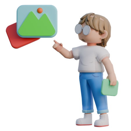 Man Pointing To Picture  3D Icon