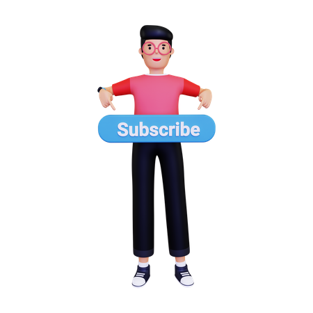 Man pointing to the subscribe button  3D Icon