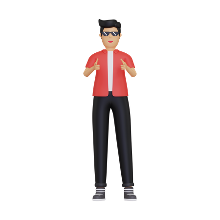 Man pointing towards the front  3D Illustration