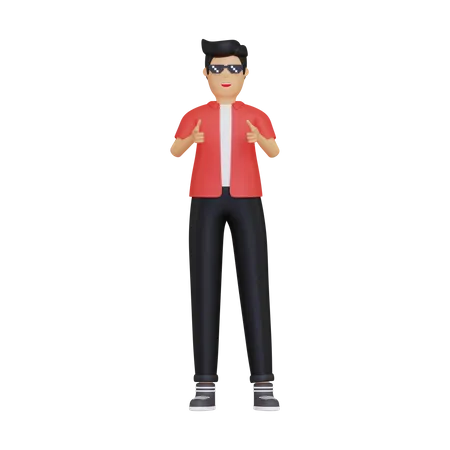 Man pointing towards the front  3D Illustration