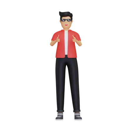 Man pointing towards the front 3D Illustration