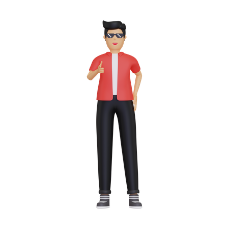 Man pointing towards the front 3D Illustration