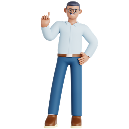 Man Pointing Up  3D Illustration