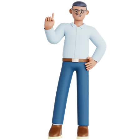 Man Pointing Up  3D Illustration