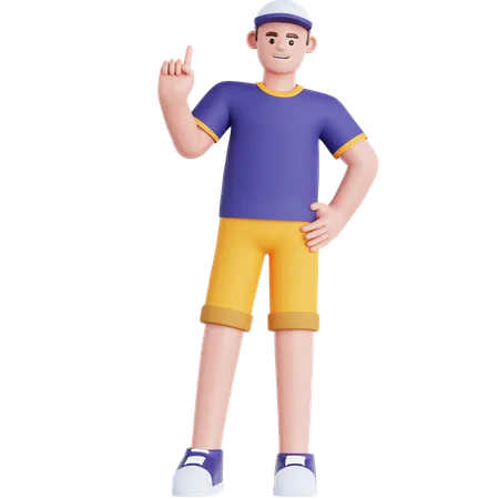 Man Pointing Up  3D Illustration