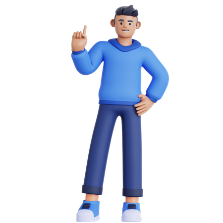 Man Pointing Up  3D Illustration