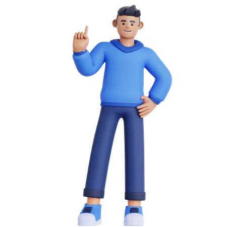 Man Pointing Up  3D Illustration