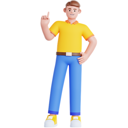 Man Pointing Up  3D Illustration