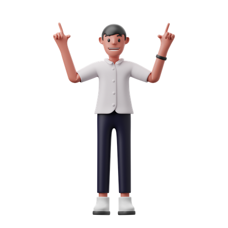 Man pointing up  3D Illustration