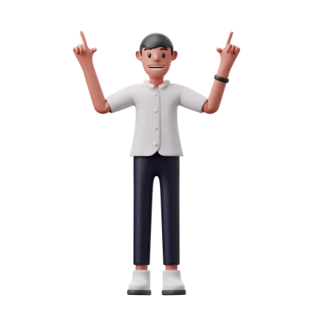 Man pointing up  3D Illustration