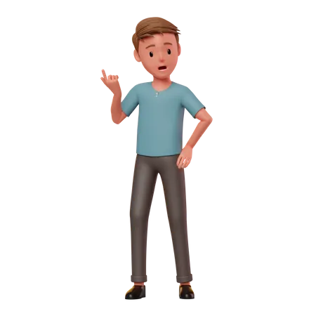 Man Pointing Up Hand Gesture  3D Illustration