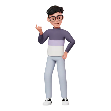 Man Pointing Up Hand Gesture  3D Illustration