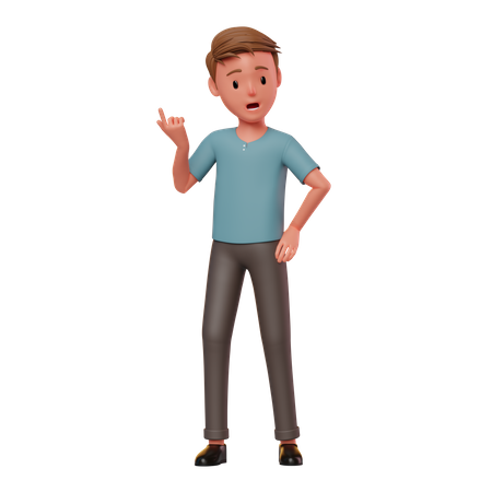 Man Pointing Up Hand Gesture  3D Illustration
