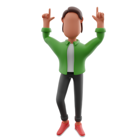 Man Pointing Upward  3D Illustration