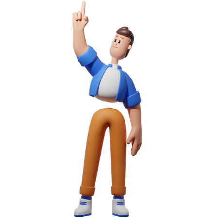 Man Pointing Upwards  3D Illustration