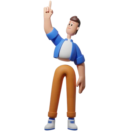 Man Pointing Upwards  3D Illustration