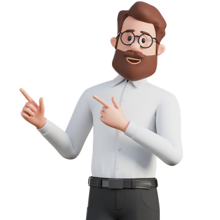 男性が何かを指差す  3D Illustration