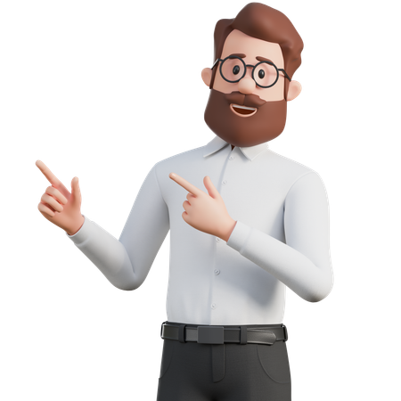 Man Points To Something  3D Illustration