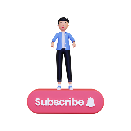 Man points to the subscribe button  3D Icon