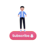 3d man pointing subscribe logo