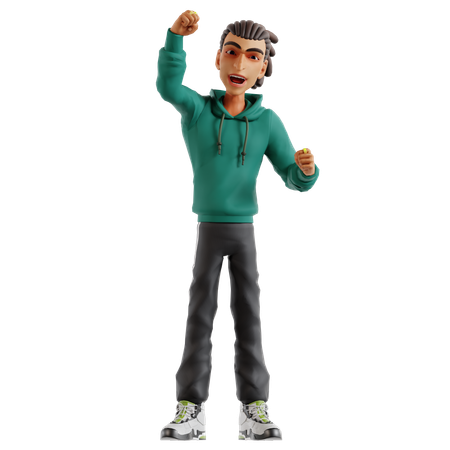 Man posing for attack  3D Illustration