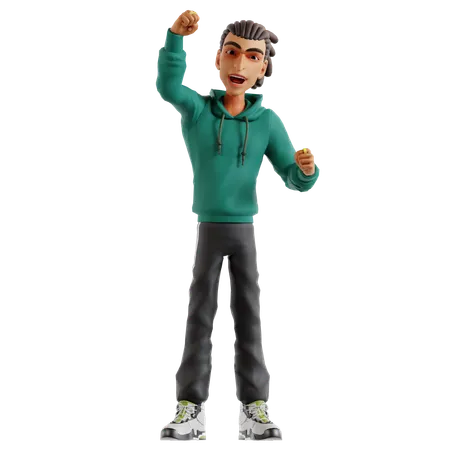 Man posing for attack  3D Illustration