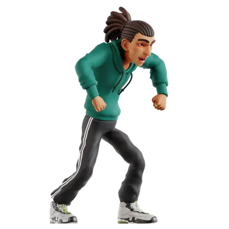 Man posing for fighting scene  3D Illustration