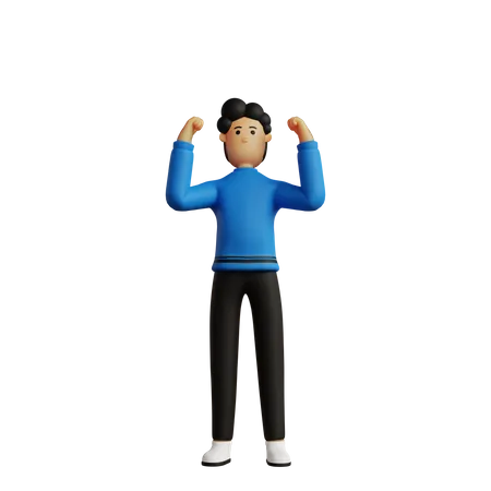 Man posing successfully  3D Illustration