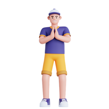 Man Praying  3D Illustration