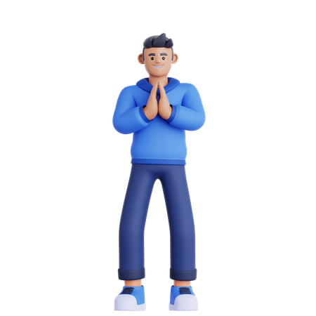 Man Praying  3D Illustration