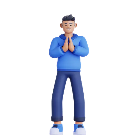 Man Praying  3D Illustration